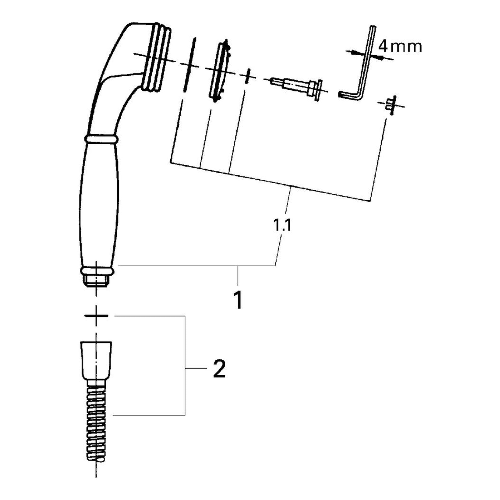 Onderdelentekening Grohe Sinfonia douchegarnituur 1/2