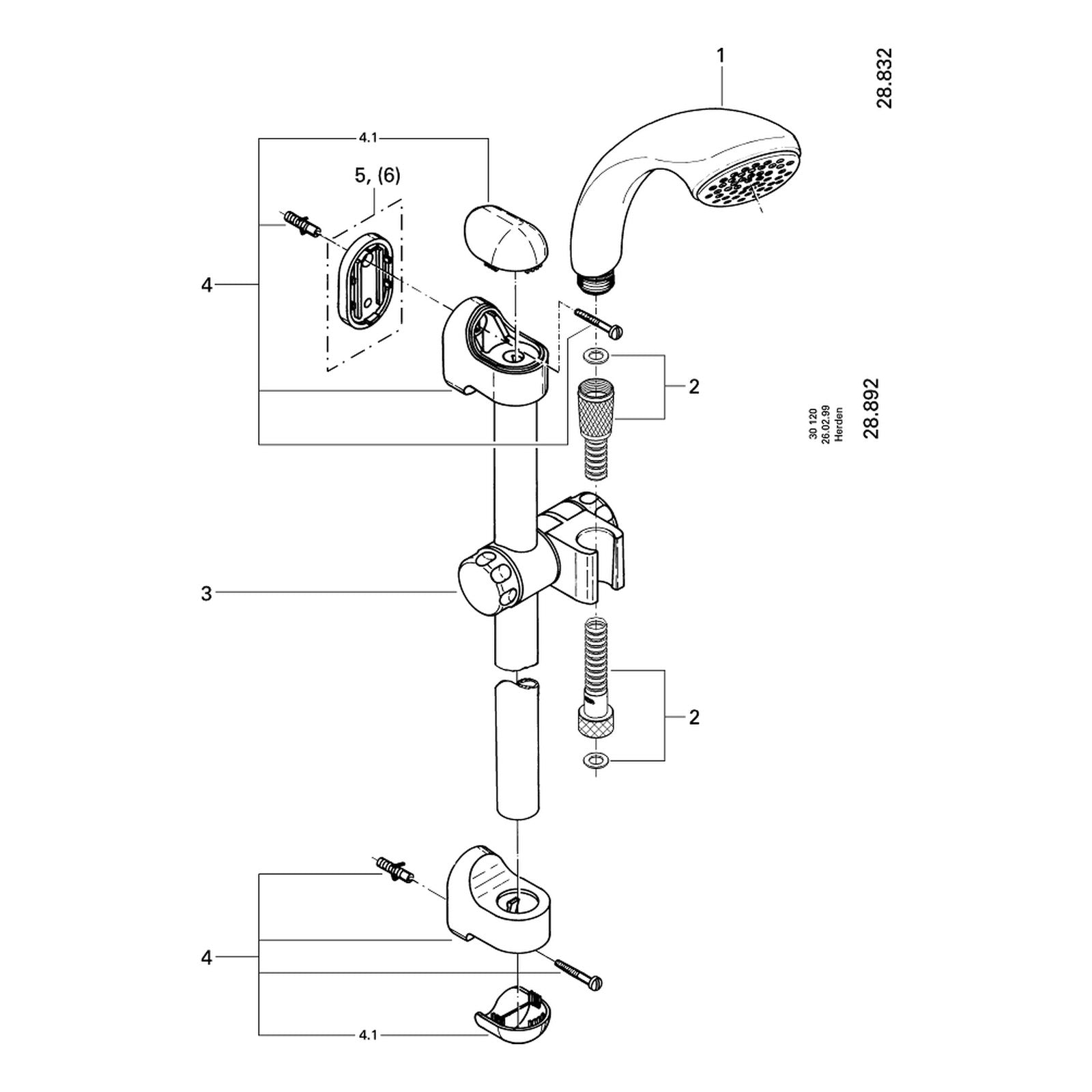 Onderdelentekening Grohe Relexa Solo 80 doucheset 1 straalsoort 1997–2008