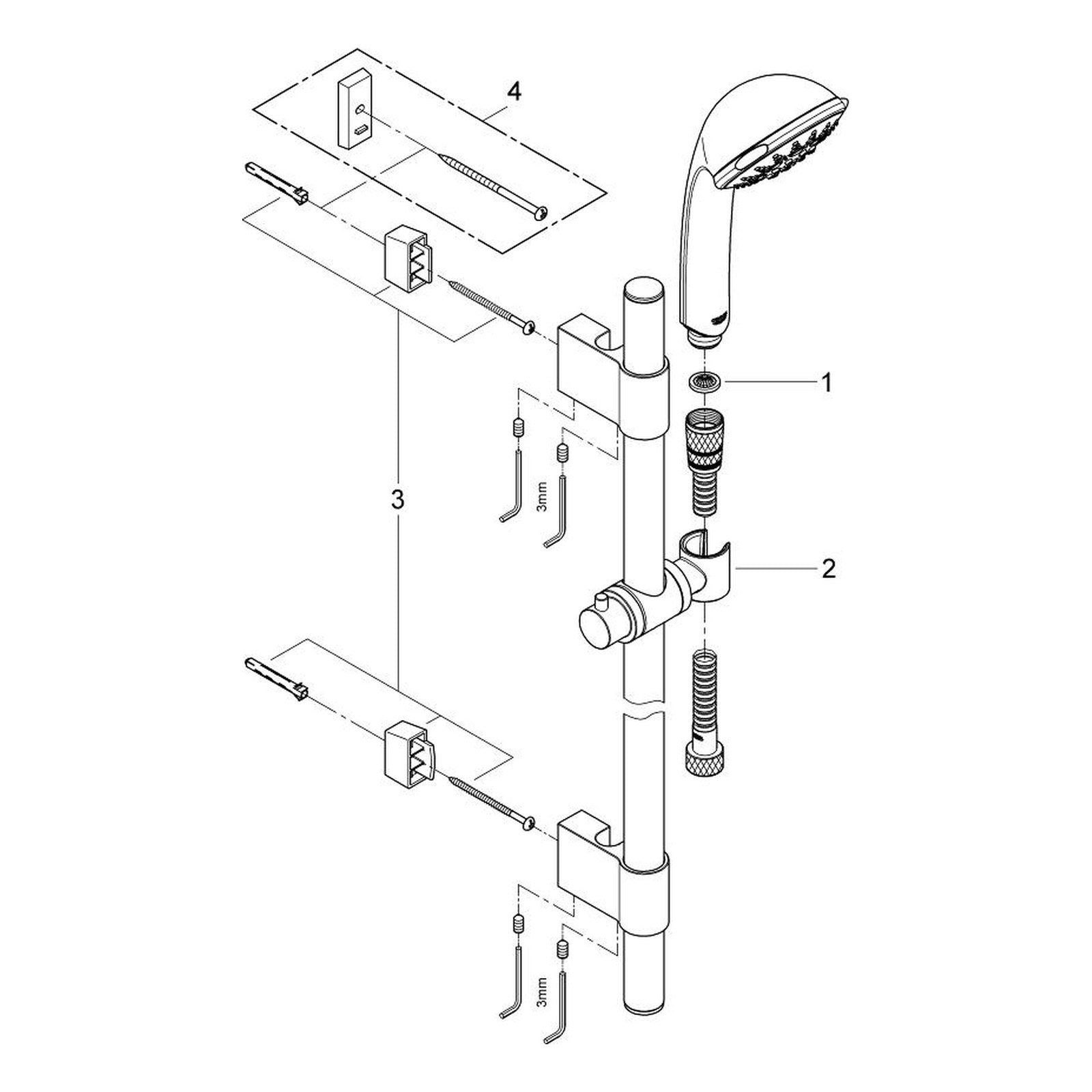 Onderdelentekening Grohe Relexa 100 Five doucheset 5 stralen 2005–2009