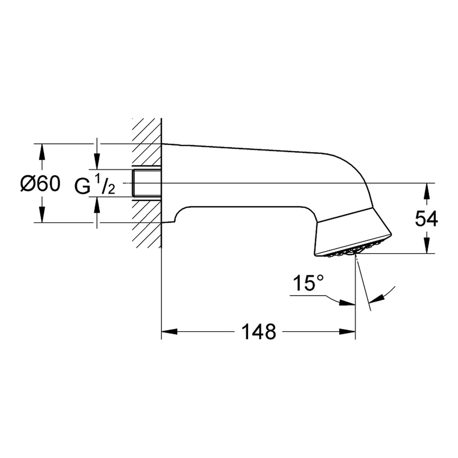 Maattekening Grohe Relexa Plus 60 sportdouche