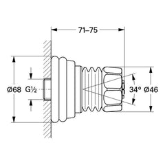 Maattekening Grohe Sinfonia 45 zijdouche 1 straalsoort