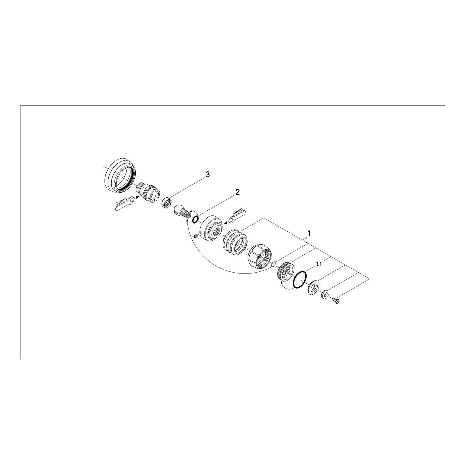 Onderdelentekening Grohe Sinfonia 45 zijdouche 1 straalsoort
