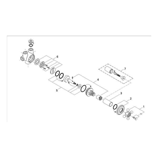 Onderdelentekening Grohe Sinfonia vierweg-omstelling