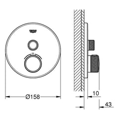 Maattekening Grohe Grohtherm SmartControl douchethermostaat