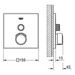 Maattekening Grohe SmartControl douchethermostaat