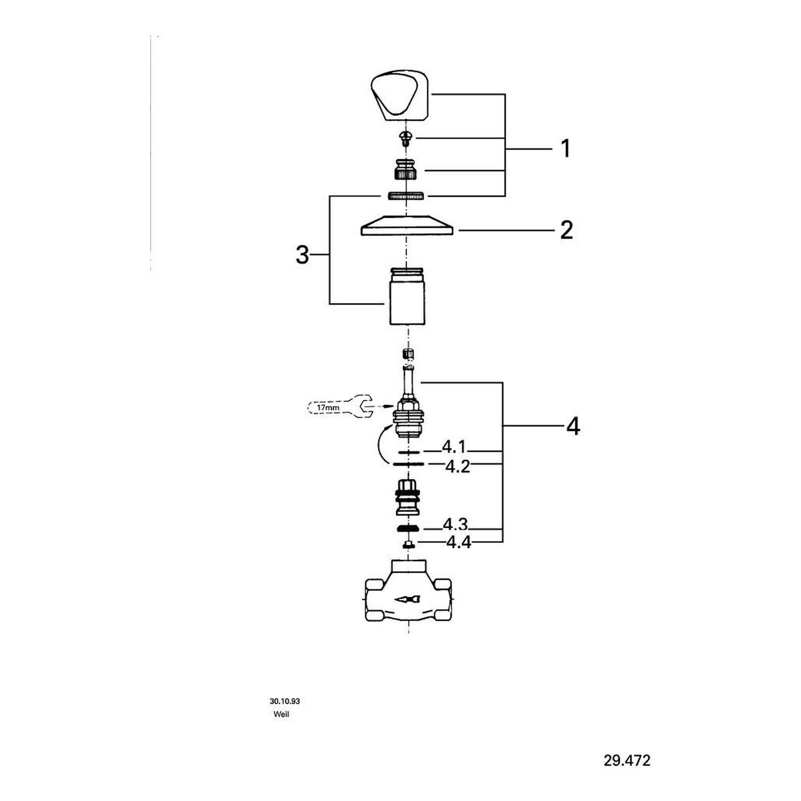 Onderdelentekening Grohe Atlanta inbouwstopkraan 1/2