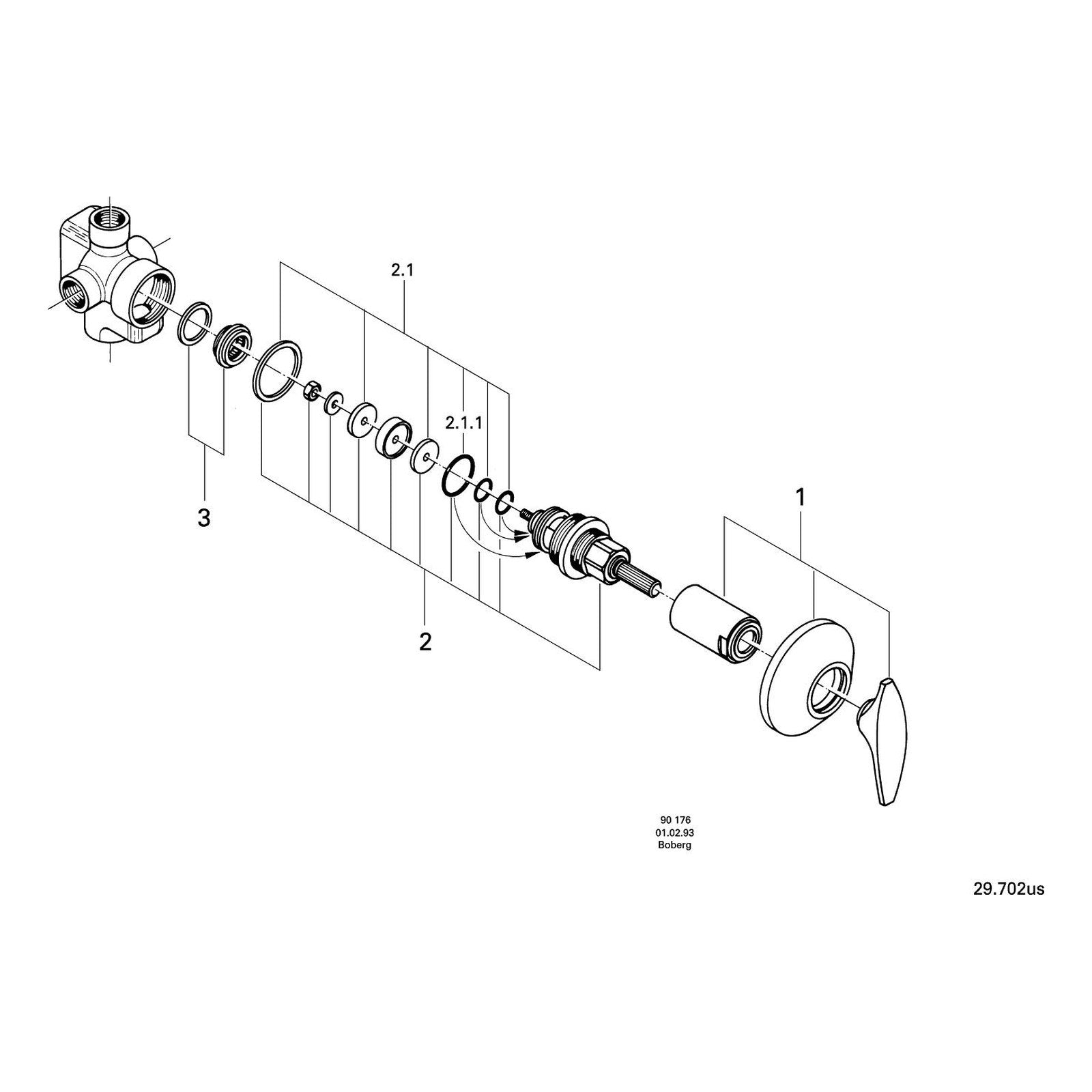 Onderdelentekening Grohe vierweg-omstelling
