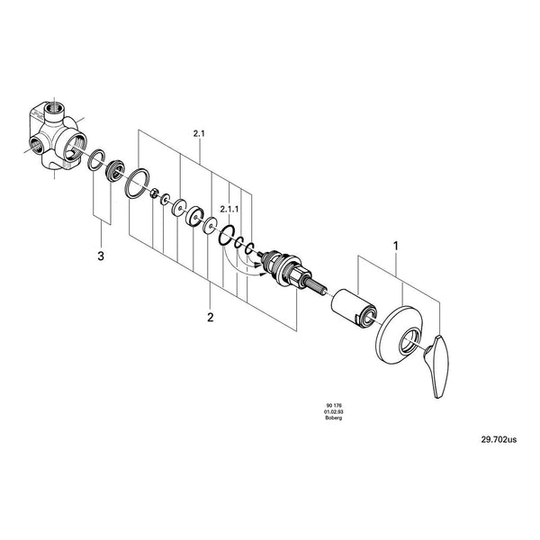 Onderdelentekening Grohe vierweg-omstelling