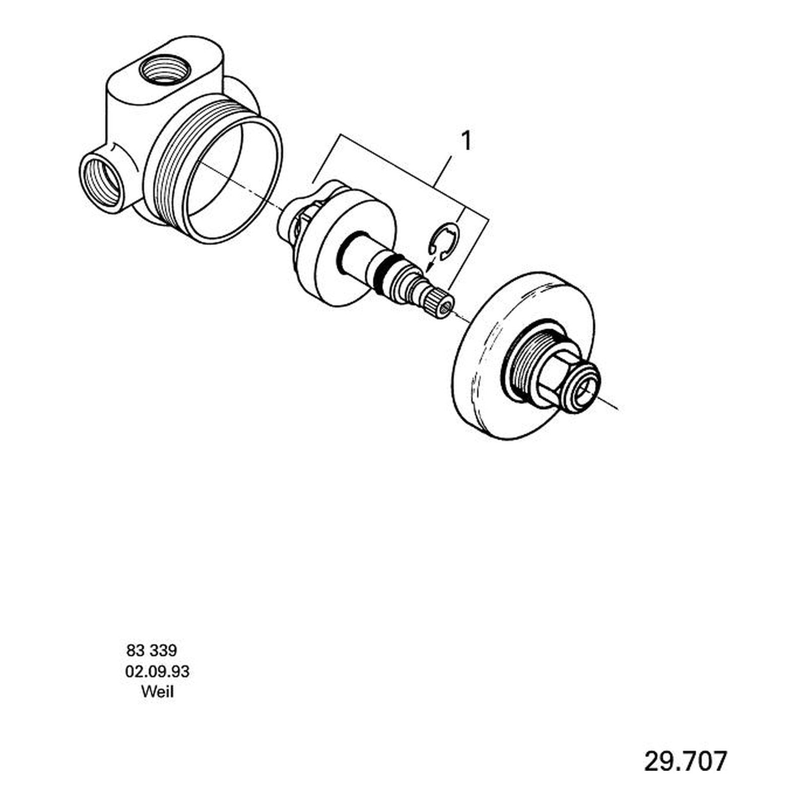 Onderdelentekening Grohe vierweg-omstelling