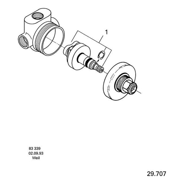 Onderdelentekening Grohe vierweg-omstelling