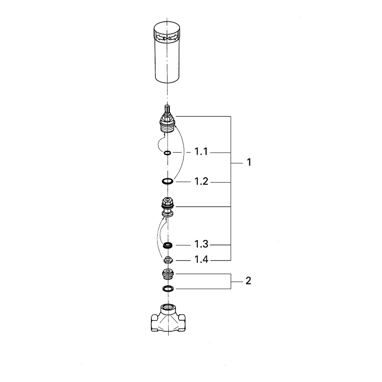 Onderdelentekening Grohe inbouw kraanhuis 1/2