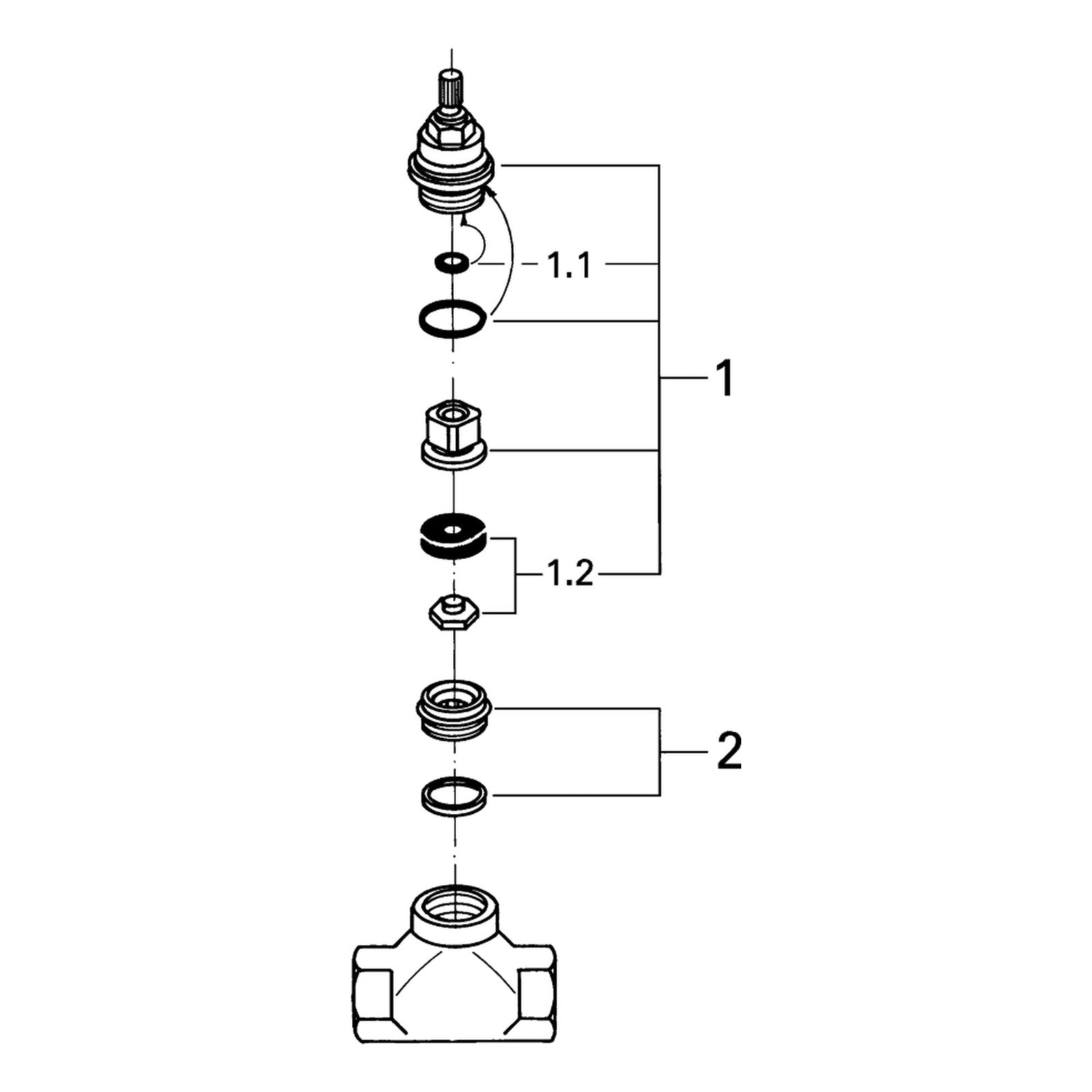 Onderdelentekening Grohe Universeel inbouwstopkraan 3/4