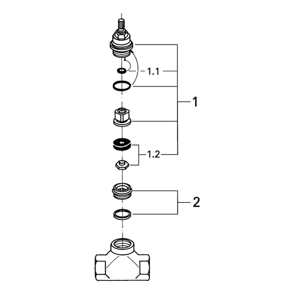 Onderdelentekening Grohe Universeel inbouwstopkraan 3/4