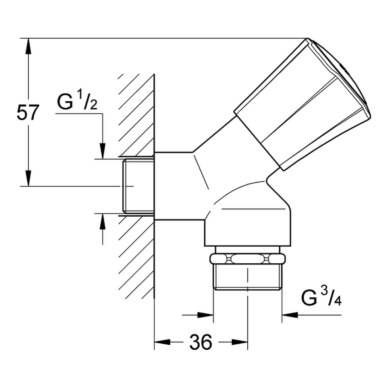 Maattekening Grohe Costa L wasmachinekraan 1/2