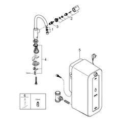 Onderdelentekening Grohe Red Mono keukenkraan en combi boiler