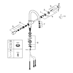 Onderdelentekening Grohe Red Duo keukenmengkraan