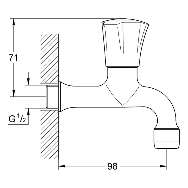 Maattekening Grohe Costa L tapkraan 1/2