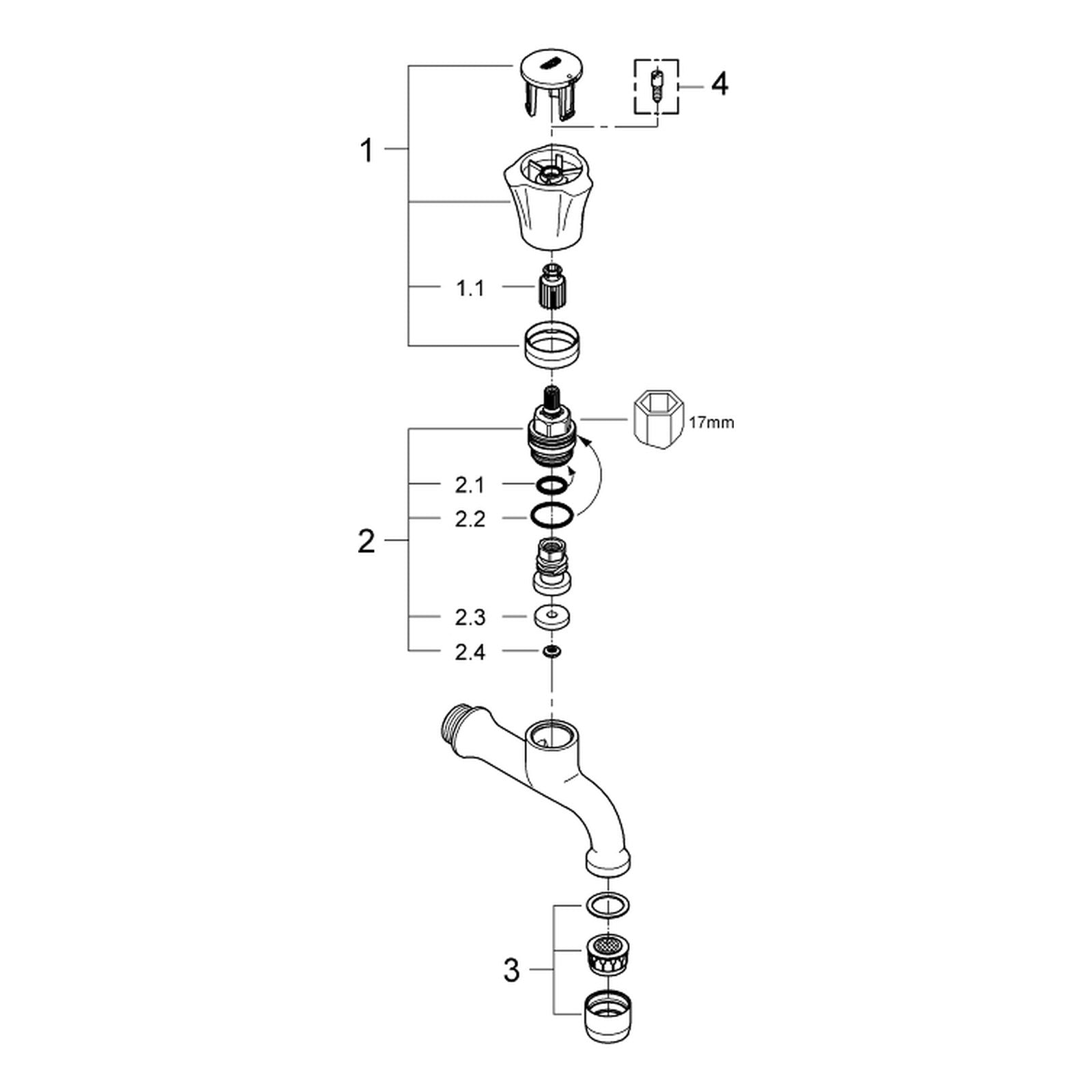 Onderdelentekening Grohe Costa L tapkraan 1/2