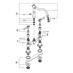 Onderdelentekening Grohe Bridgeford tweegreeps keukenmengkraan