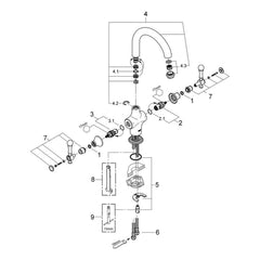 Onderdelentekening Grohe Bridgeford tweegreeps keukenmengkraan