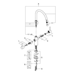 Onderdelentekening Grohe Ambi tweegreeps keukenmengkraan 2011–2016