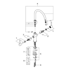 Onderdelentekening Grohe Ambi Cosmopolitan tweegreeps keukenmengkraan 2011–2016