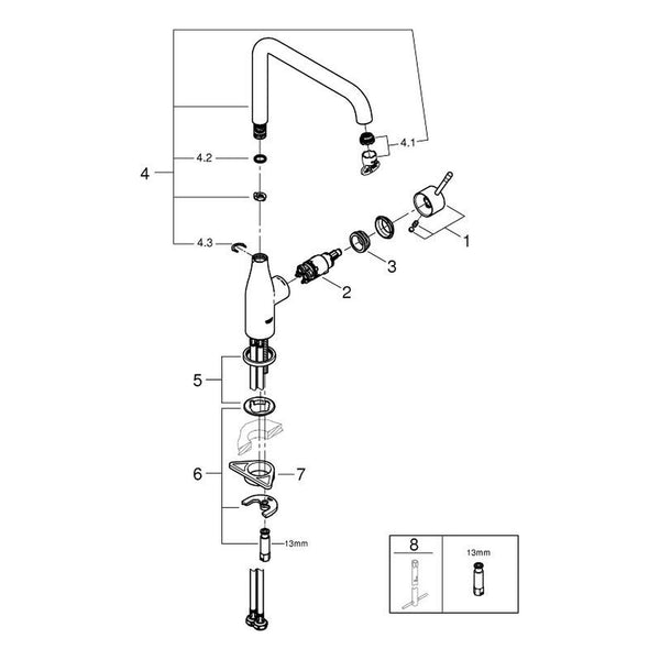 Onderdelentekening Grohe Essence keukenmengkraan