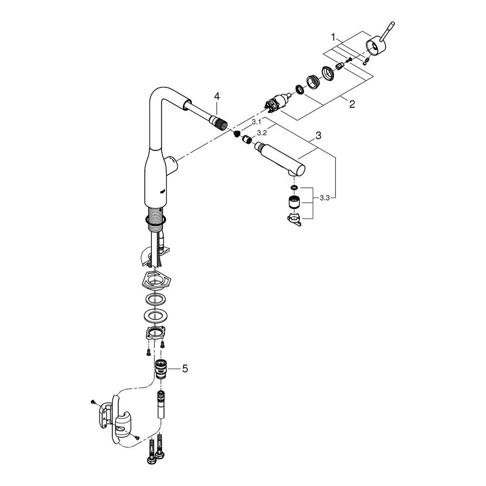 Onderdelentekening Grohe Essence keukenmengkraan 2014–2015