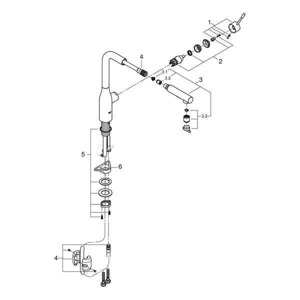 Onderdelentekening Grohe Essence keukenmengkraan