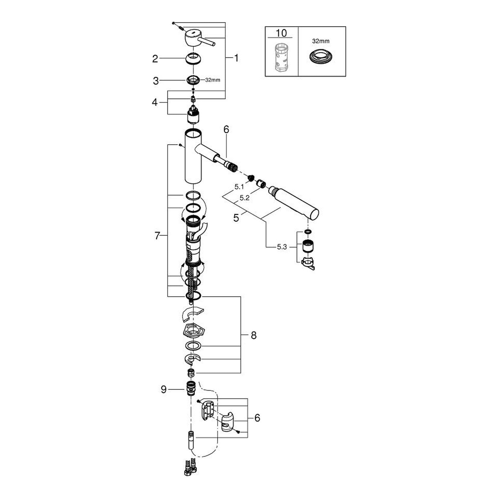 Onderdelentekening Grohe Concetto keukenmengkraan 2014–2015