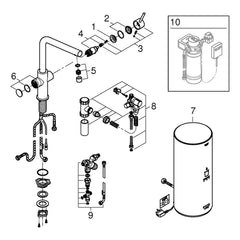 Onderdelentekening Grohe Red Duo kraan met L-Size boiler