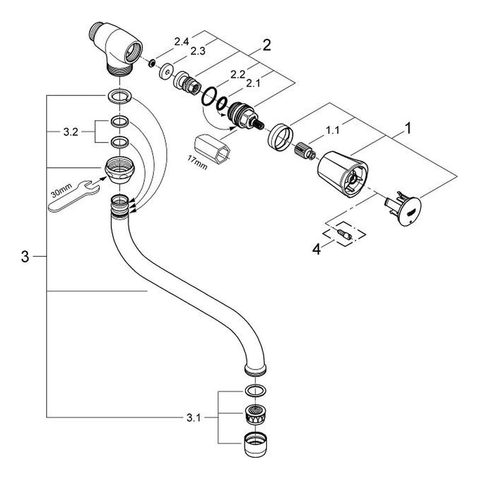 Onderdelentekening Grohe Costa L tapkraan 1/2