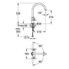 Maattekening Grohe Atrio keukenmengkraan