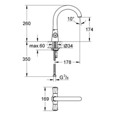 Maattekening Grohe Avina keukenmengkraan