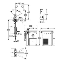 Maattekening Grohe Blue Professional starterkit