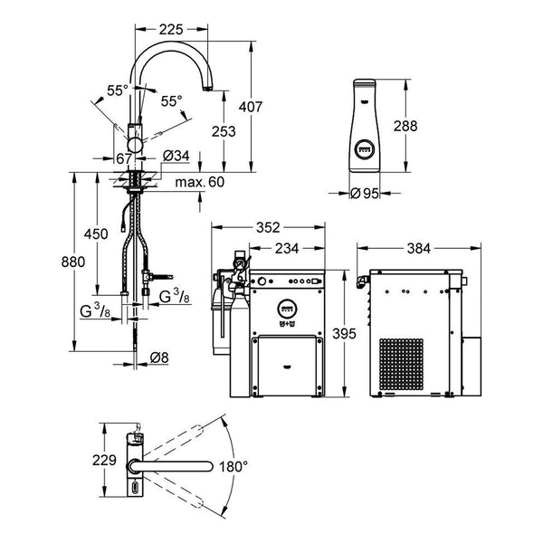Maattekening Grohe Blue Professional starterkit