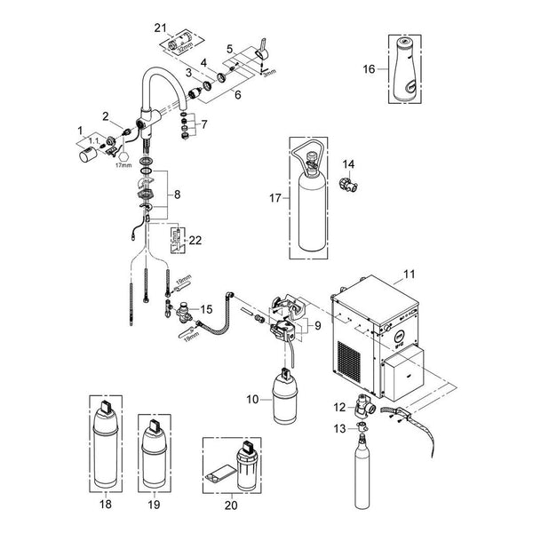 Onderdelentekening Grohe Blue Professional starterkit