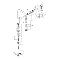 Onderdelentekening Grohe Eurodisc Cosmopolitan keukenmengkraan 2010–2013