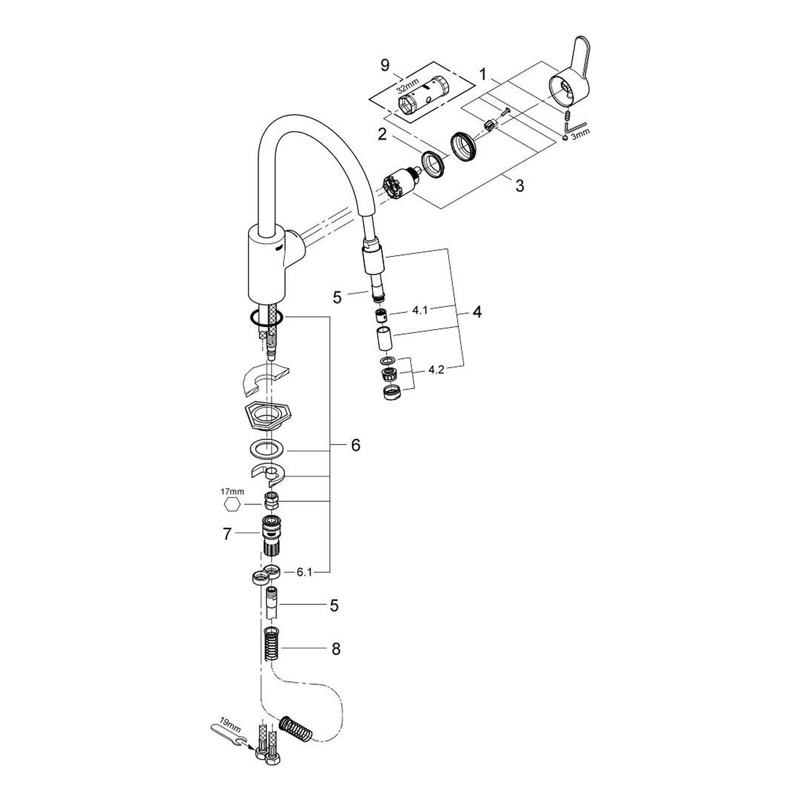 Onderdelentekening Grohe Eurostyle Cosmopolitan keukenmengkraan 2010–2013