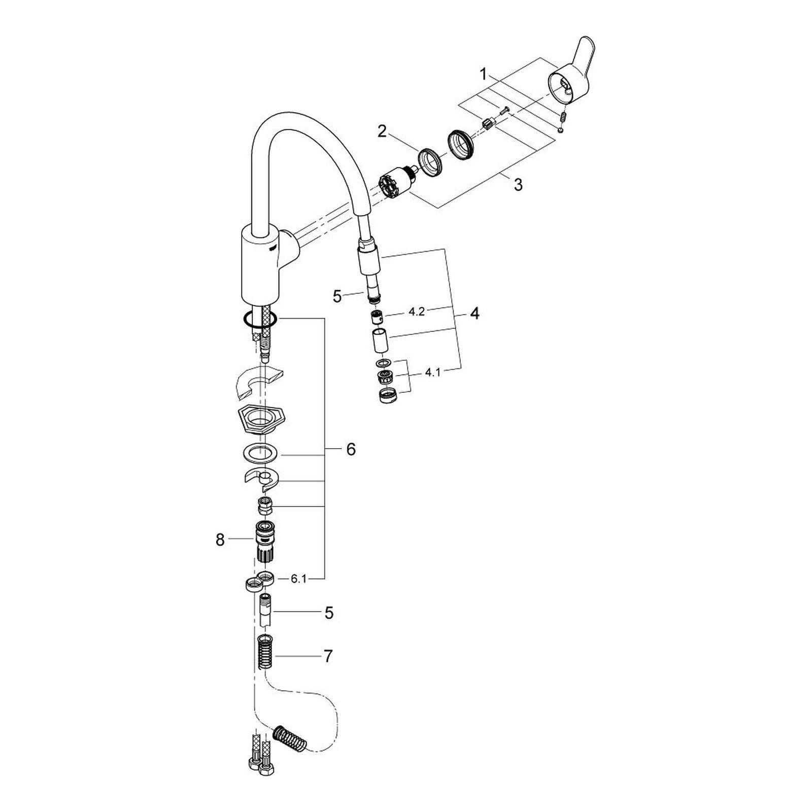 Onderdelentekening Grohe Eurostyle Cosmopolitan keukenmengkraan 2013–2015
