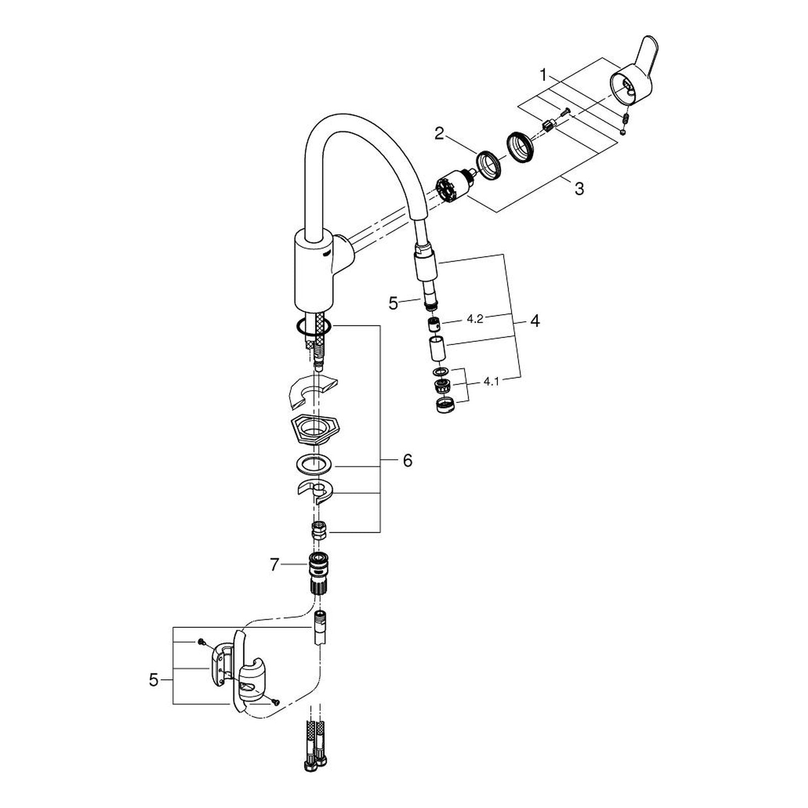 Onderdelentekening Grohe Eurostyle Cosmopolitan keukenmengkraan 2015–9999