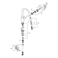 Onderdelentekening Grohe Eurostyle Cosmopolitan keukenmengkraan 2015–9999