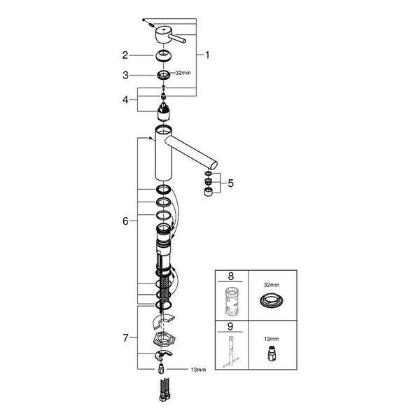 Onderdelentekening Grohe Concetto keukenmengkraan