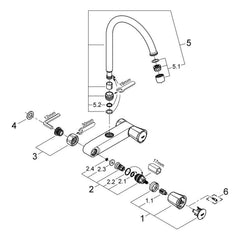 Onderdelentekening Grohe Costa L keuken-wandmengkraan 1/2