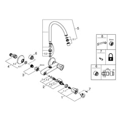 Onderdelentekening Grohe Costa L keuken-wandmengkraan 1/2