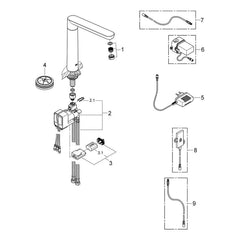 Onderdelentekening Grohe K7 F-digital digitale keukenmengkraan