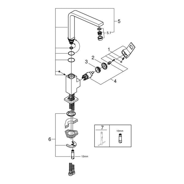 Onderdelentekening Grohe Eurocube keukenmengkraan
