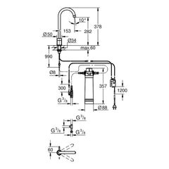 Maattekening Grohe Blue Pure Mono starterkit