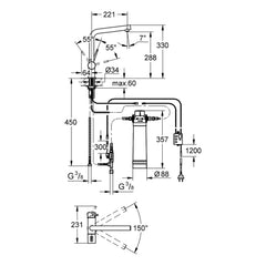 Maattekening Grohe Blue Pure Minta starterkit
