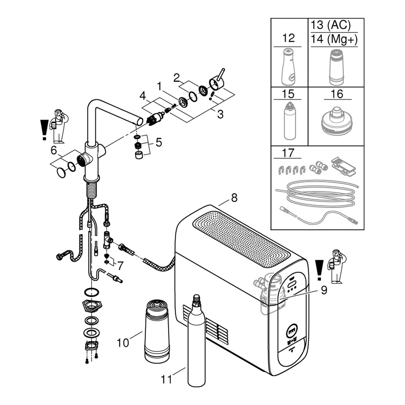 Onderdelentekening Grohe Blue Home l-uitloop Starterkit